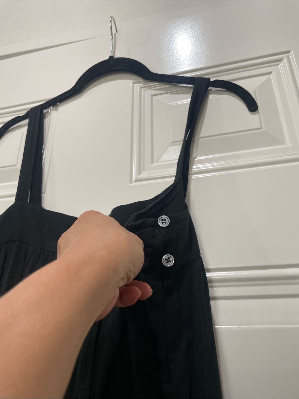 Jenni Kayne Midi Dress MEDIUM Black Cotton Linen Tiered Quiet Luxury Minimal - Picture 3 of 6